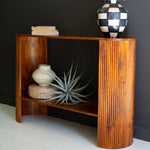 Tambour Mango Wood Oval Console Table