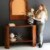 Tambour Mango Wood Oval Console Table