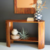 Tambour Mango Wood Oval Console Table