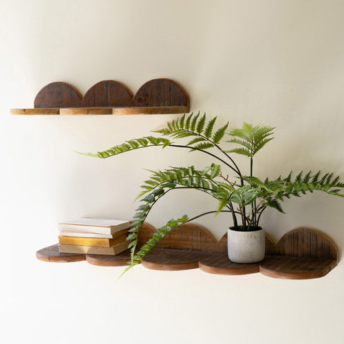 Scalloped Wood Floating Shelf Set of 2