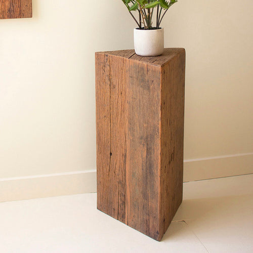 Triangle Recycled Wood Tall Accent Pedestal