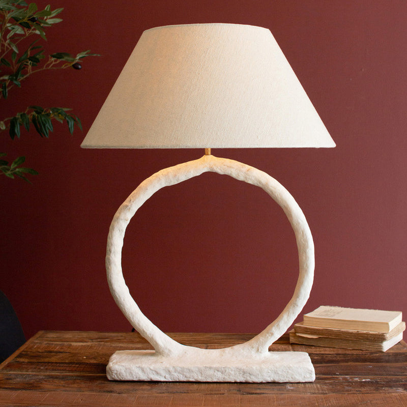 Circle Paper Mache Table Lamp