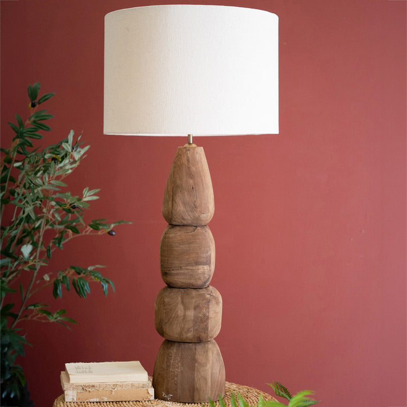 Quad Carved Mango Wood Table Lamp