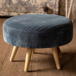 Velvet Ottoman With Wooden Legs