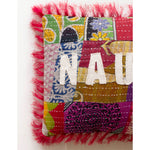 Naughty or Nice Kantha Throw Pillow