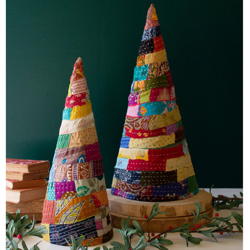 Kantha Christmas Topiary Set of 2