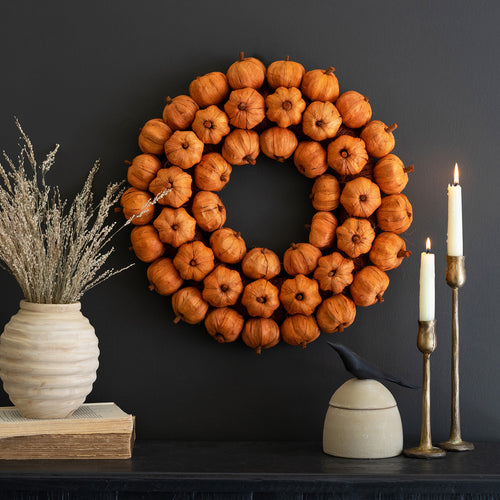 Faux Pumpkin Wreath