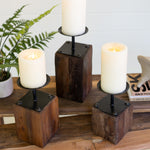 Recycled Wood Candle Holder Set of 3