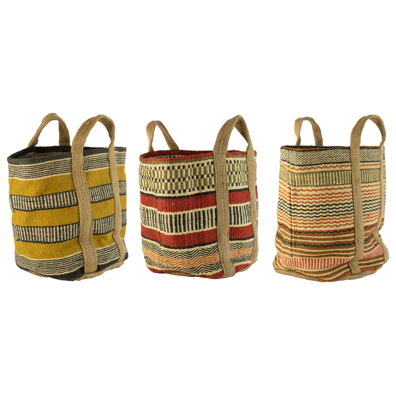 Multi-Colored Jute Storage Basket Set of 3