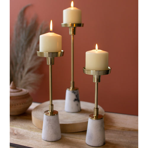 Marble Base Taper Candle Holder Set of 3