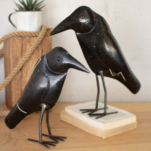 Iron Crow Figurine Set of 2