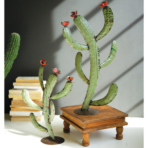 Recycled Iron Cactus Set of 2