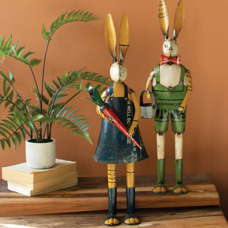 Rabbit Recycled Metal Accent Set of 2