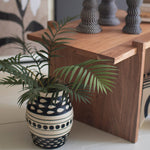 Black and White Paper Mache Urn