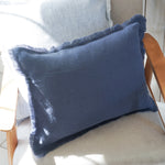 Anaya So Soft Navy Blue Linen Pillow