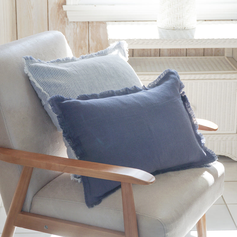 Anaya So Soft Navy Blue Linen Pillow