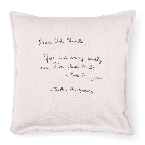 Sugarboo & Co Dear Old World L.M. Montgomery Embroidered Throw Pillow