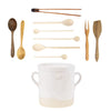 Etu Home White Handthrown Crock and Utensil Set