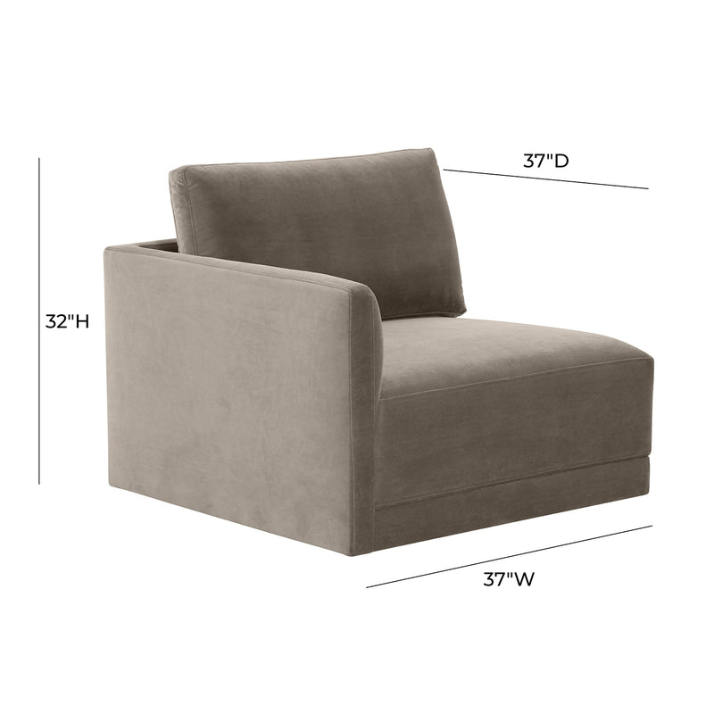 TOV Furniture Willow Velvet LAF Corner Chair