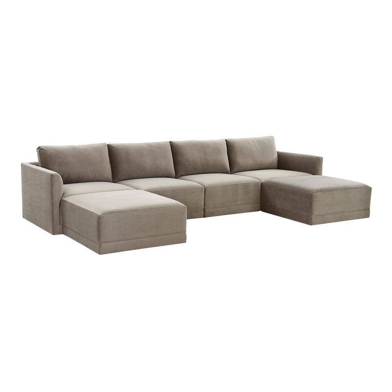 TOV Furniture Willow Velvet Modular U-Shape Sectional Sofa