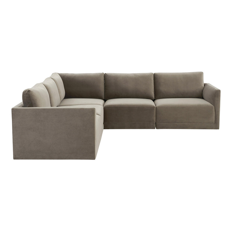 TOV Furniture Willow Velvet Modular L-Shape Sectional Sofa