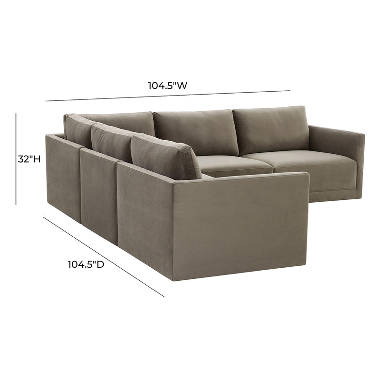 TOV Furniture Willow Velvet Modular L-Shape Sectional Sofa