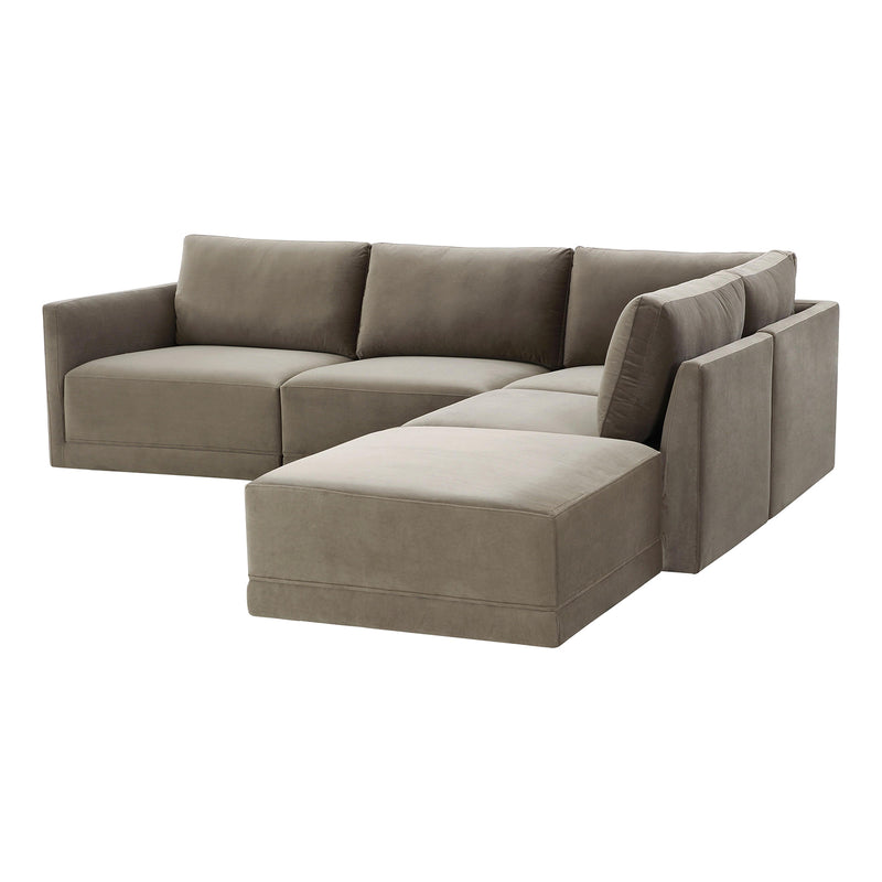 TOV Furniture Willow Velvet Modular RAF Sectional Sofa