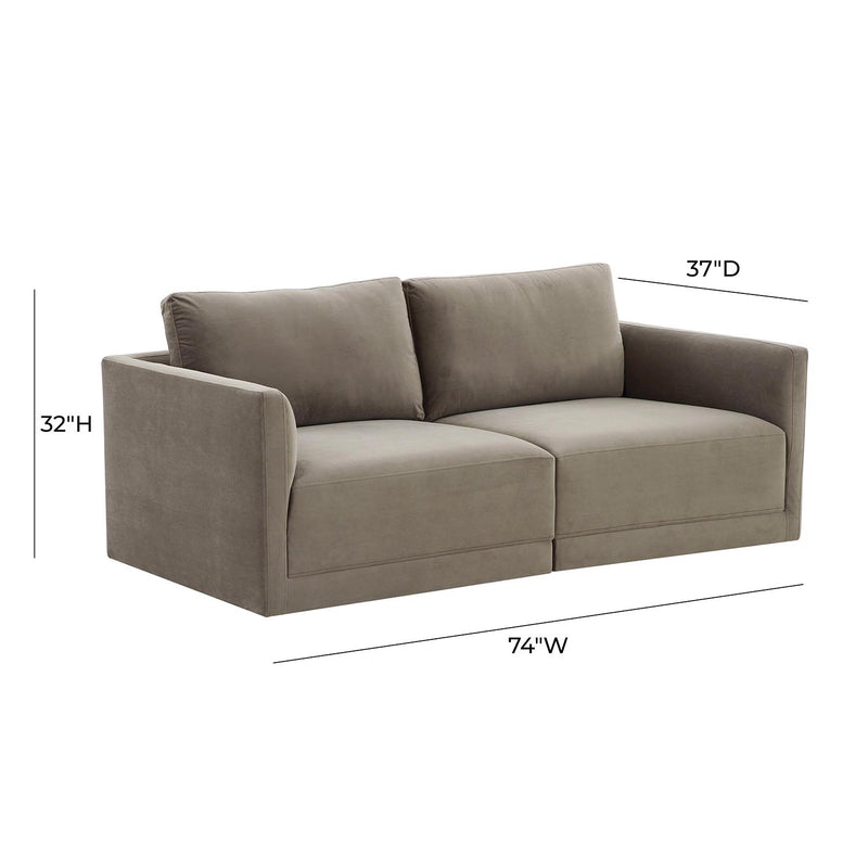 TOV Furniture Willow Velvet Modular Loveseat