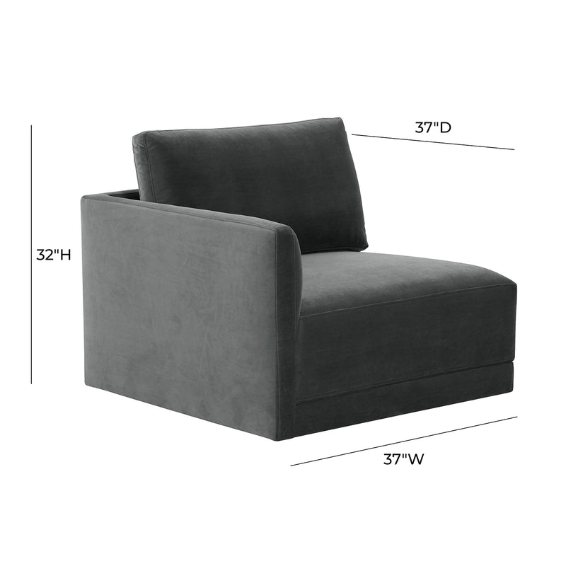 TOV Furniture Willow Velvet LAF Corner Chair