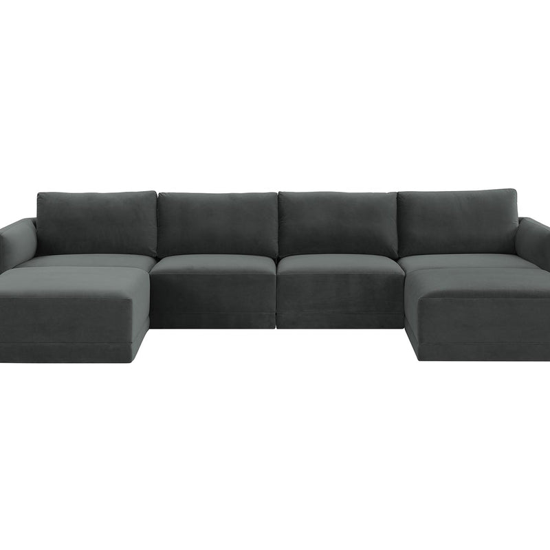 TOV Furniture Willow Velvet Modular U-Shape Sectional Sofa