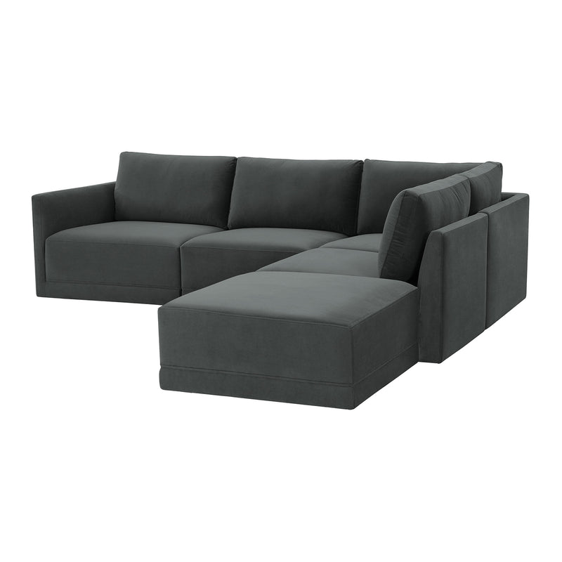 TOV Furniture Willow Velvet Modular RAF Sectional Sofa