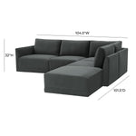 TOV Furniture Willow Velvet Modular RAF Sectional Sofa