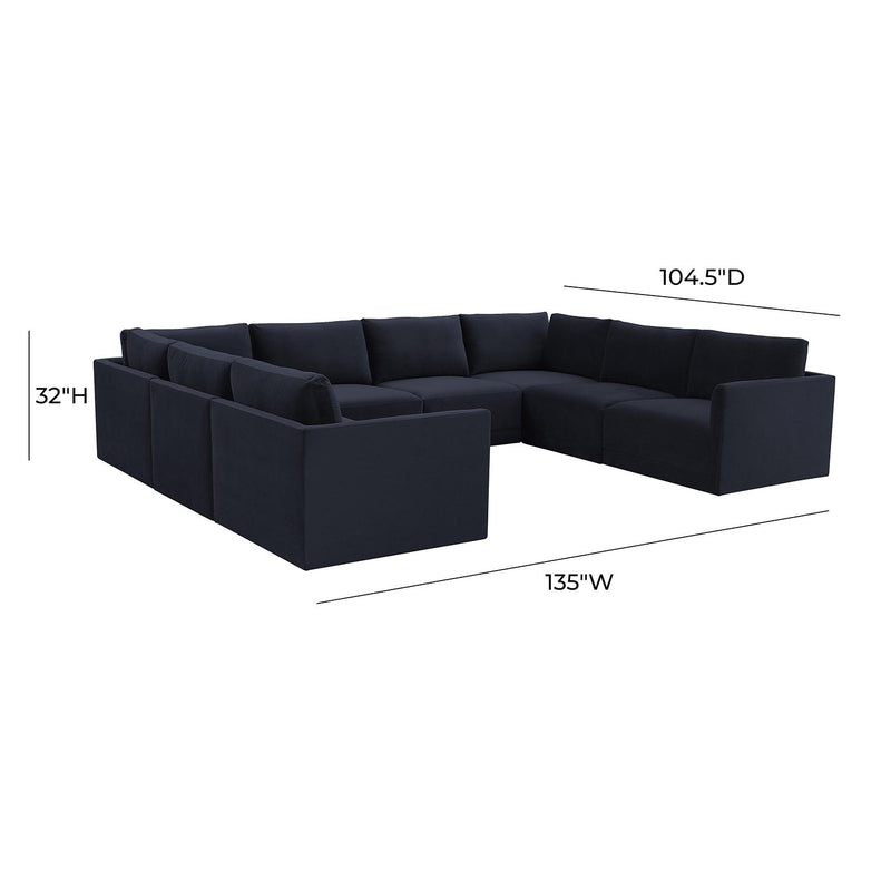 TOV Furniture Willow Velvet Modular Large U-Shape Sectional Sofa