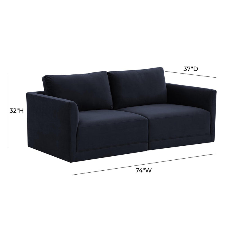 TOV Furniture Willow Velvet Modular Loveseat