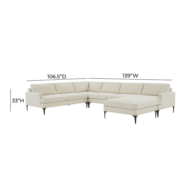 TOV Furniture Serena Velvet Large Chaise Sectional Sofa