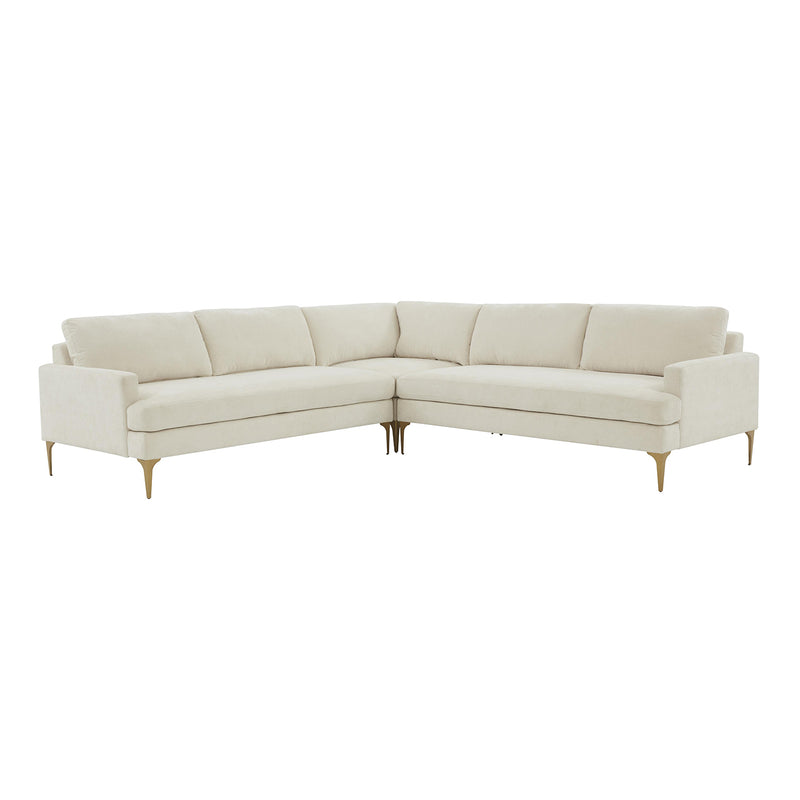 TOV Furniture Serena Velvet L-Shape Sectional Sofa