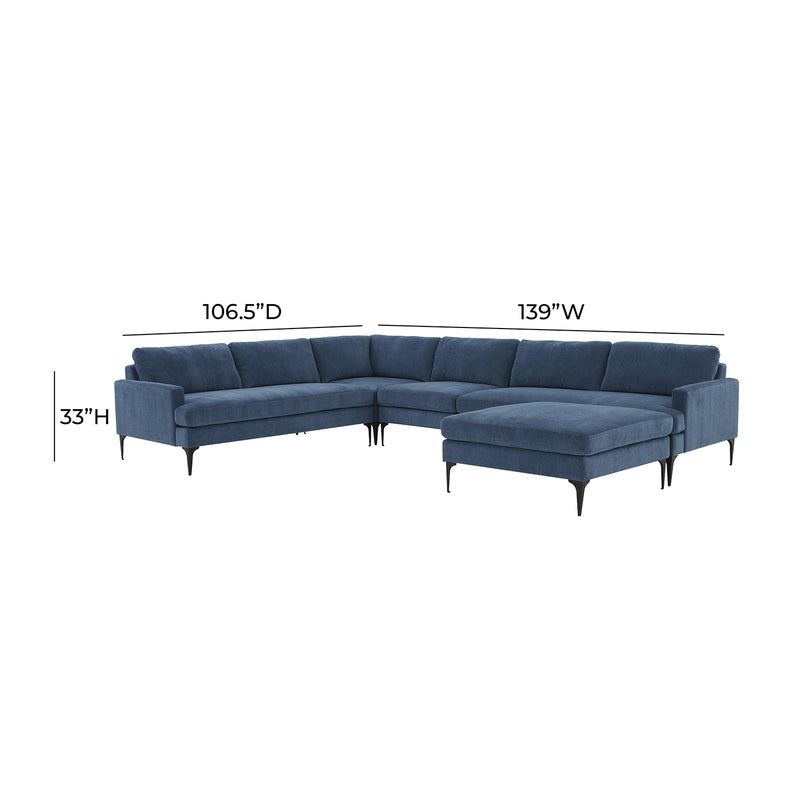 TOV Furniture Serena Velvet Large Chaise Sectional Sofa