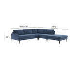 TOV Furniture Serena Velvet Large RAF Chaise Sectional Sofa