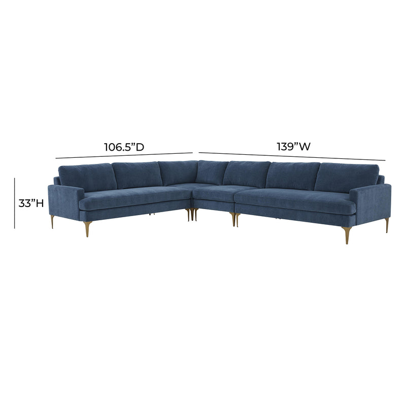 TOV Furniture Serena Velvet Large L-Shape Sectional Sofa