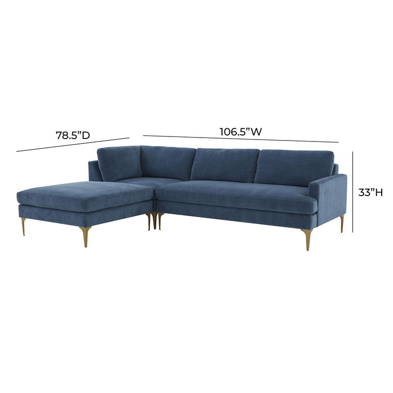 TOV Furniture Serena Velvet LAF Chaise Sectional Sofa