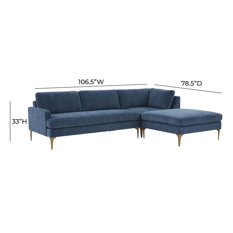 TOV Furniture Serena Velvet RAF Chaise Sectional Sofa