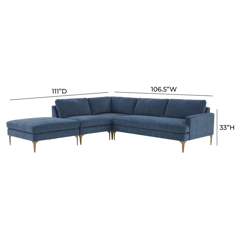 TOV Furniture Serena Velvet Large LAF Chaise Sectional Sofa