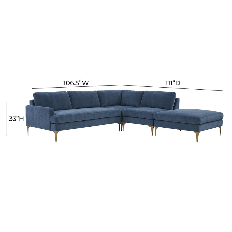 TOV Furniture Serena Velvet Large RAF Chaise Sectional Sofa