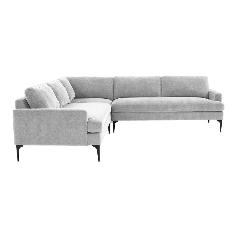 TOV Furniture Serena Velvet L-Shape Sectional Sofa