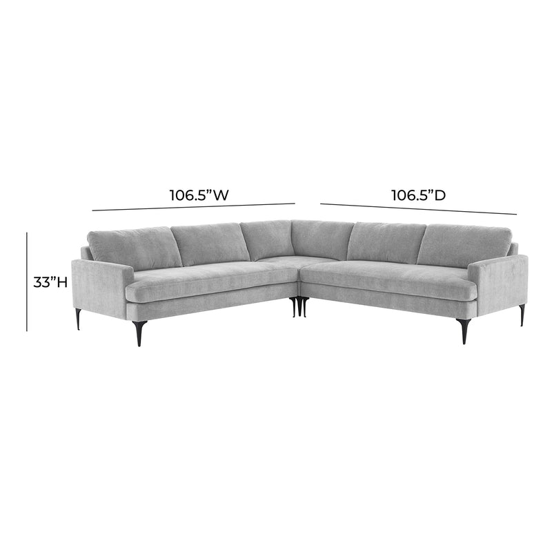 TOV Furniture Serena Velvet L-Shape Sectional Sofa