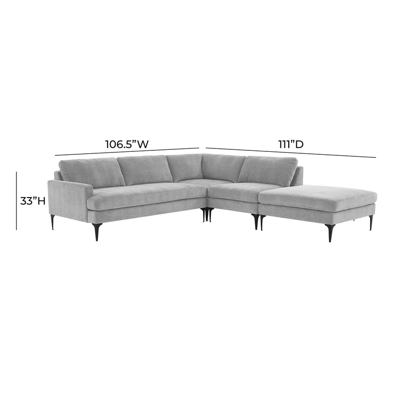 TOV Furniture Serena Velvet Large RAF Chaise Sectional Sofa