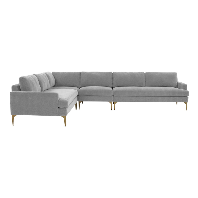 TOV Furniture Serena Velvet Large L-Shape Sectional Sofa