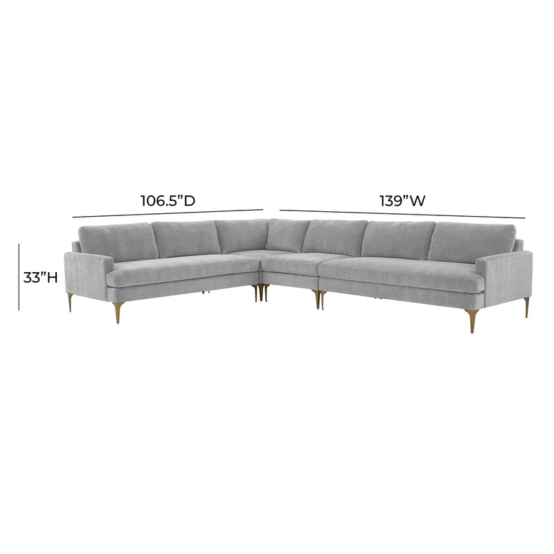 TOV Furniture Serena Velvet Large L-Shape Sectional Sofa