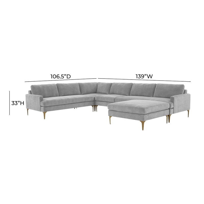 TOV Furniture Serena Velvet Large Chaise Sectional Sofa