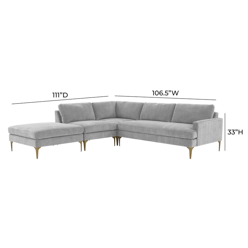 TOV Furniture Serena Velvet Large LAF Chaise Sectional Sofa